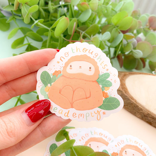 No Thoughts, Head Empty Sloth - Glossy Vinyl Sticker