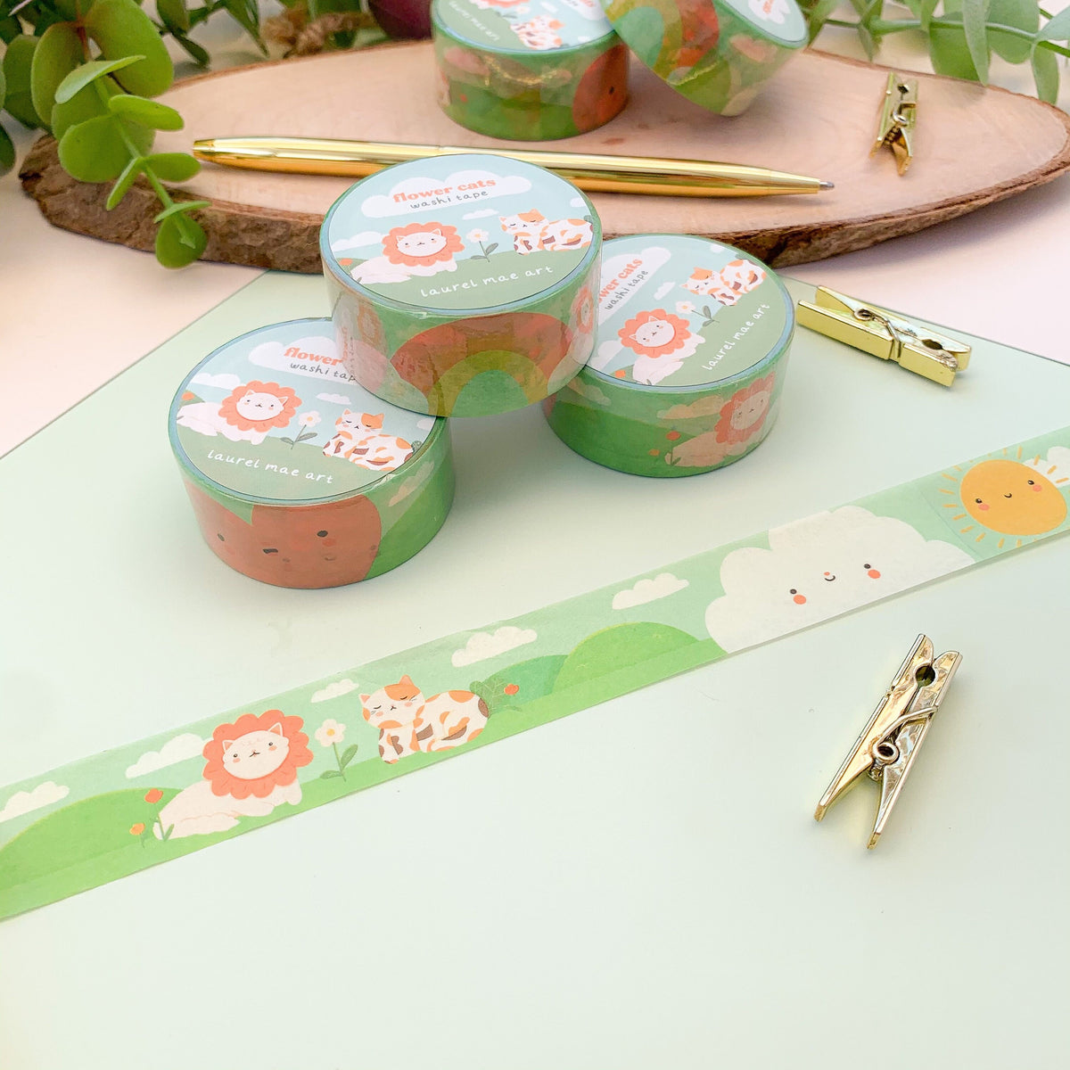 Flower Cats - Chunky Washi Tape