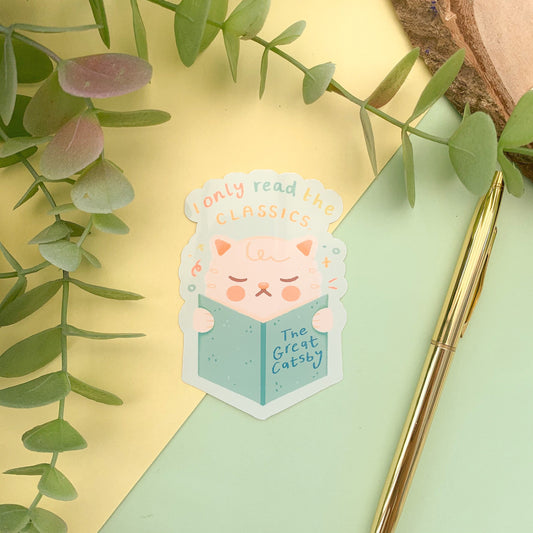 I Only Read the Classics Cat - Glossy Vinyl Sticker