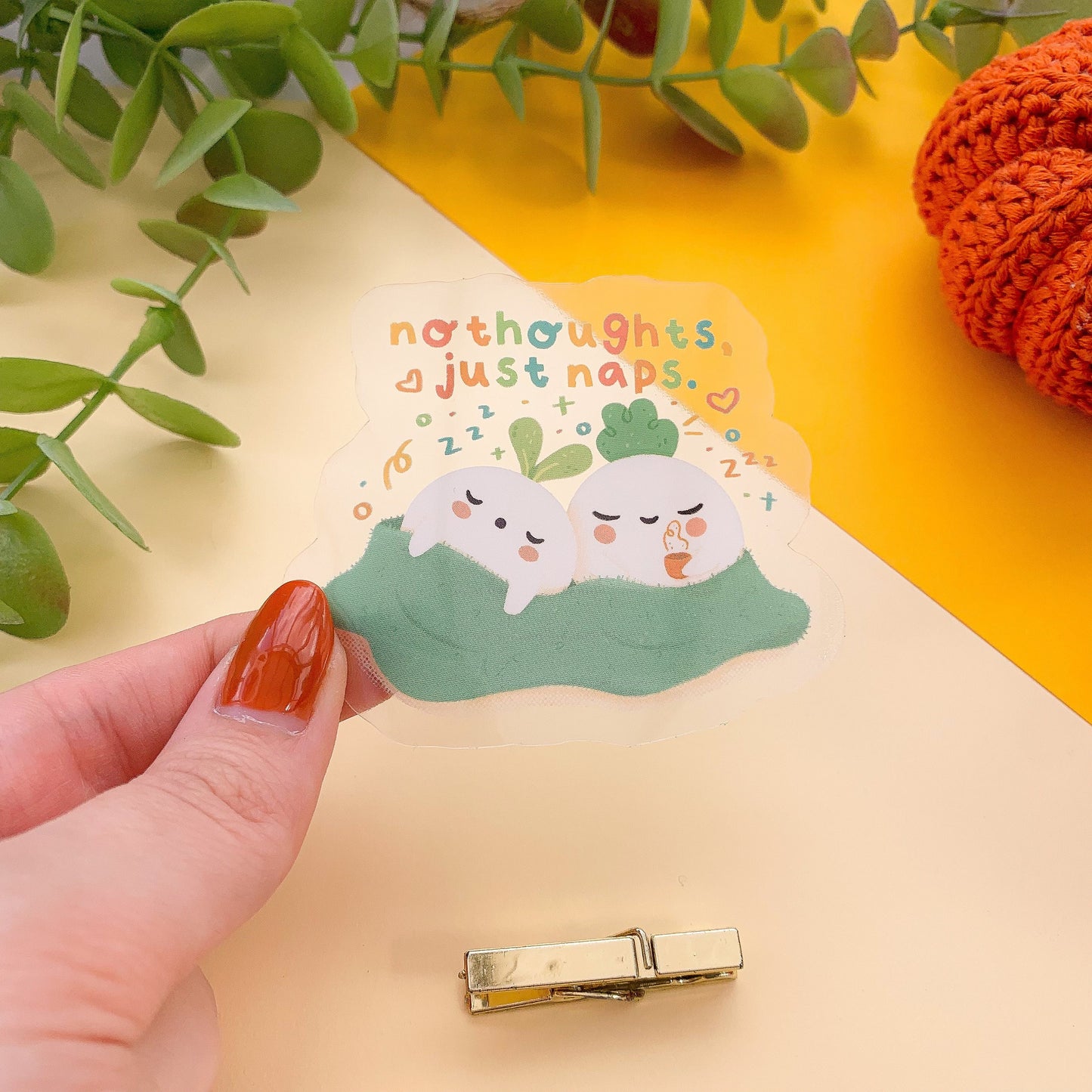 No Thoughts, Just Naps - Clear Vinyl Sticker