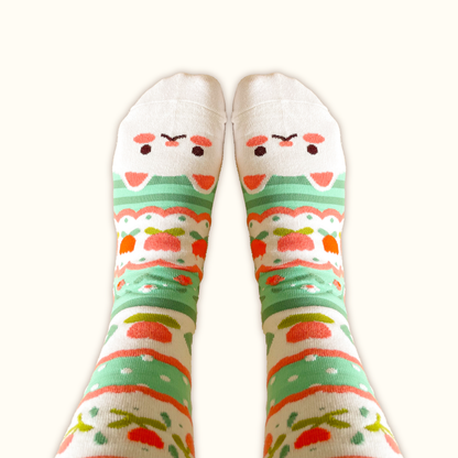 Crème the Cat Tulip Pattern - Cotton Socks