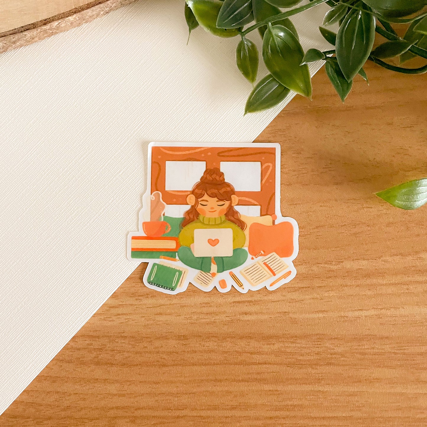 Studying Girl Clear Sticker - Limited Edition Patreon Vinyl Stickers