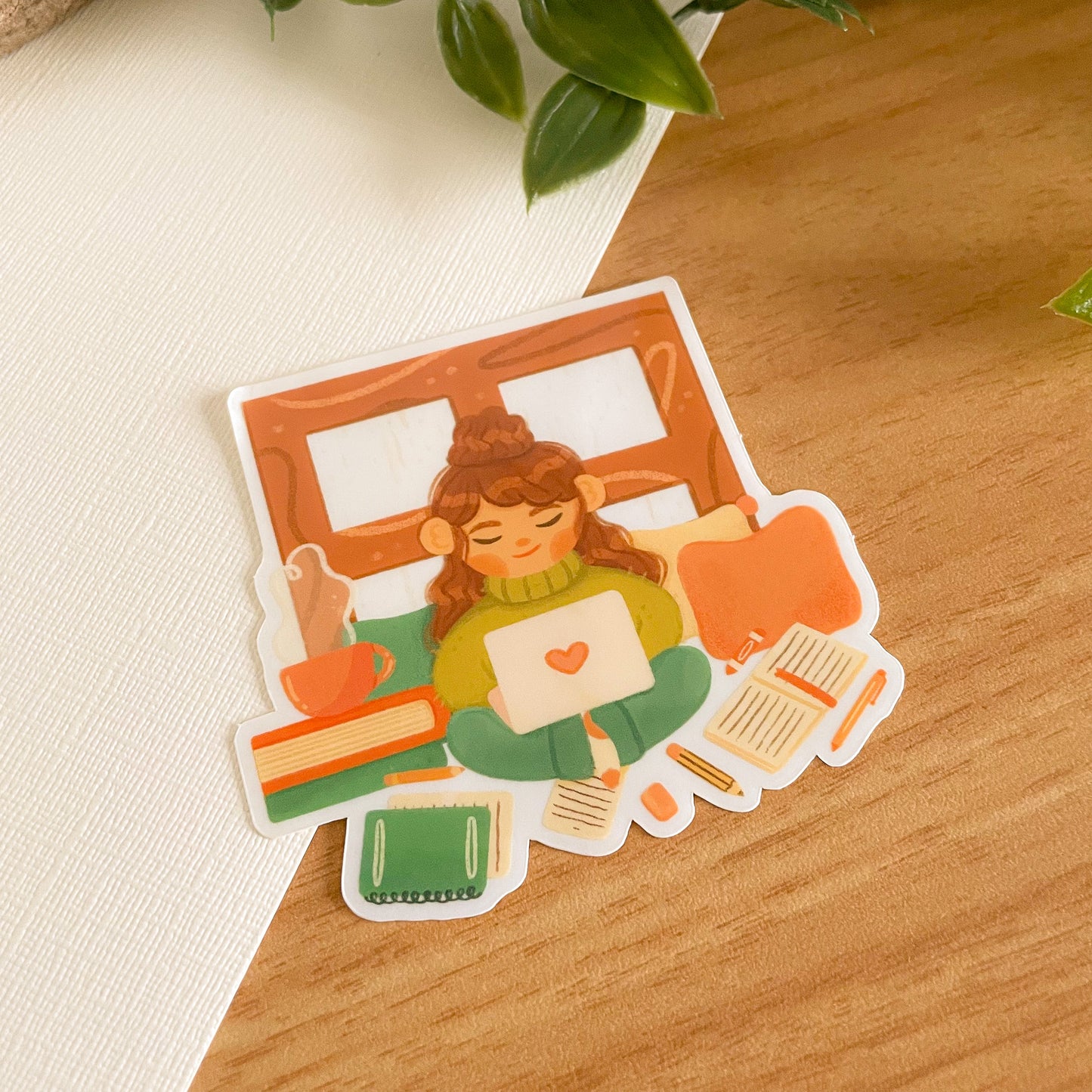 Studying Girl Clear Sticker - Limited Edition Patreon Vinyl Stickers