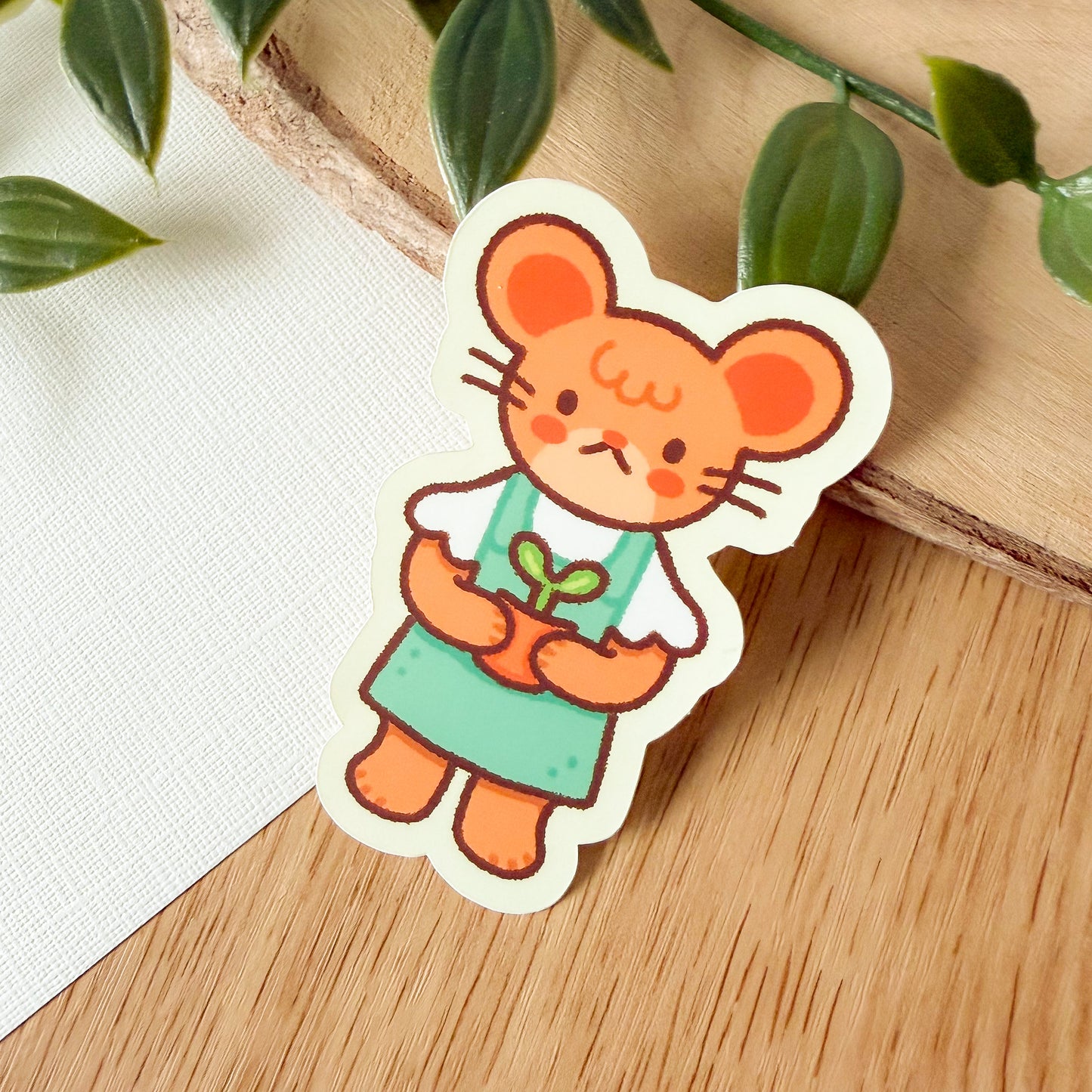 Flower Shop Mouse (April 25) - Limited Edition Patreon Matte Vinyl Sticker