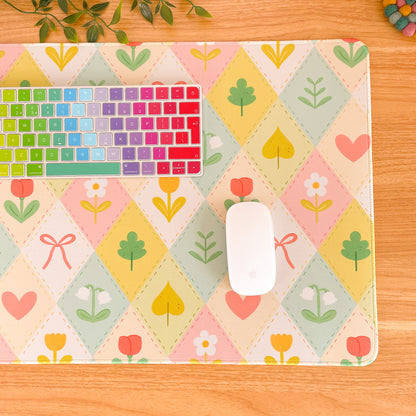Spring Floral Quilt - Large Gaming Mouse Mat