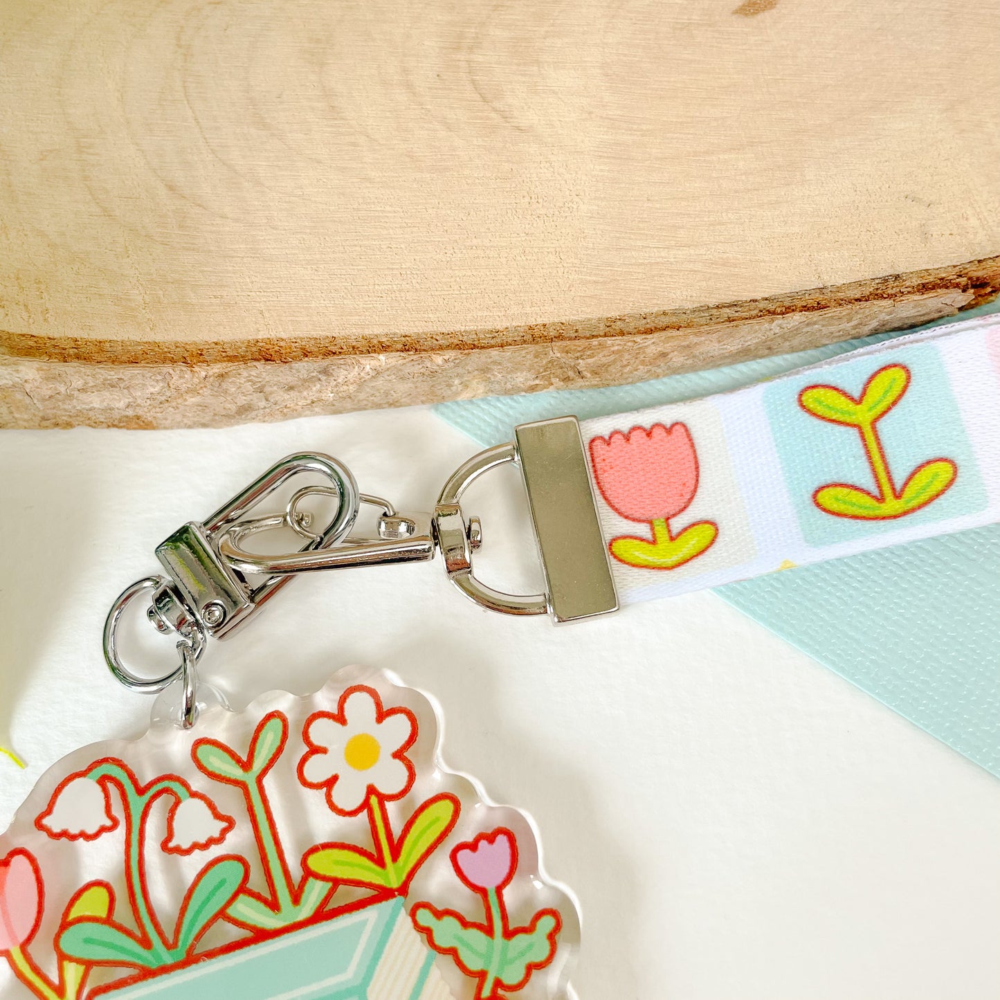 Books & Flowers - Lanyard Keychain