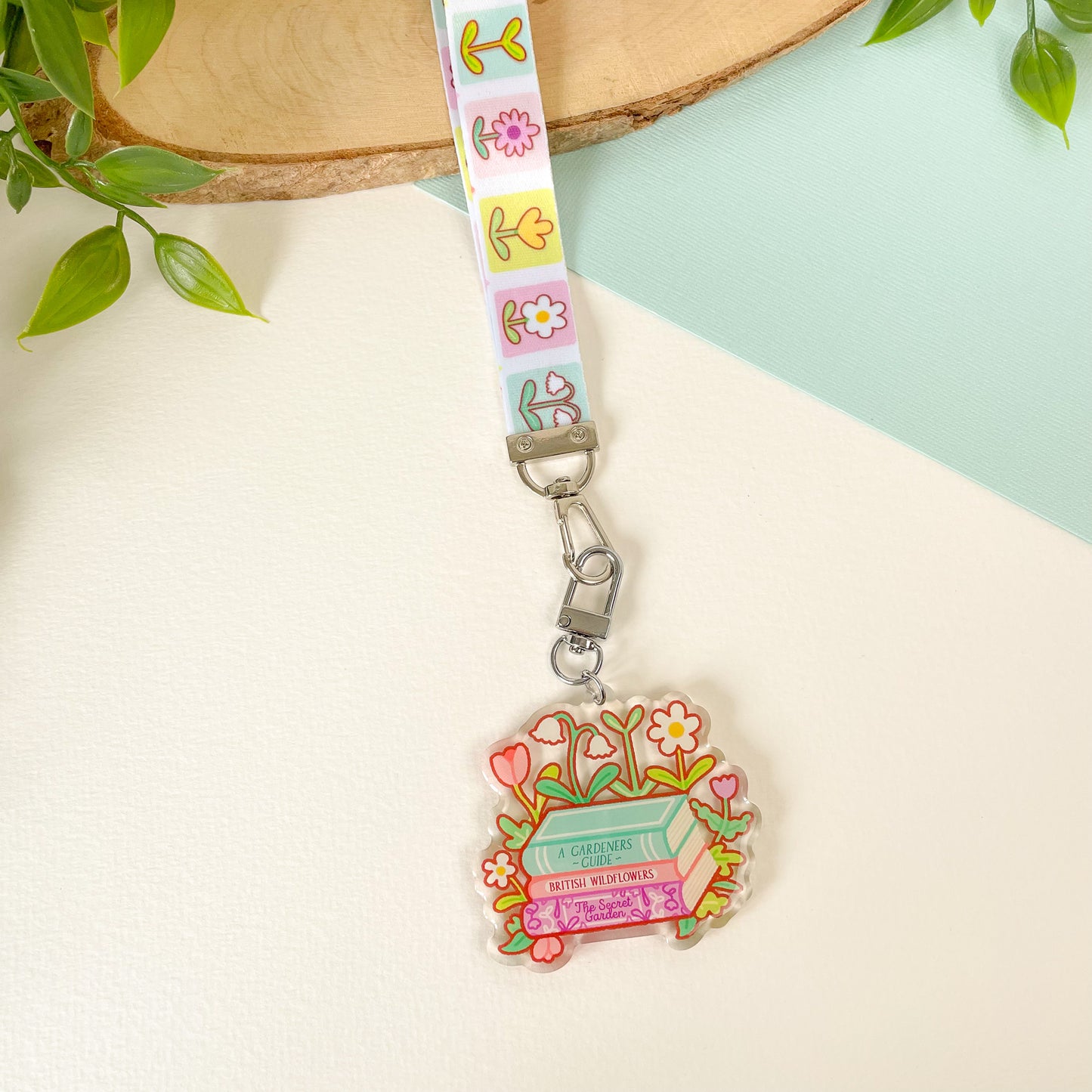 Books & Flowers - Lanyard Keychain