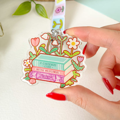 Books & Flowers - Lanyard Keychain