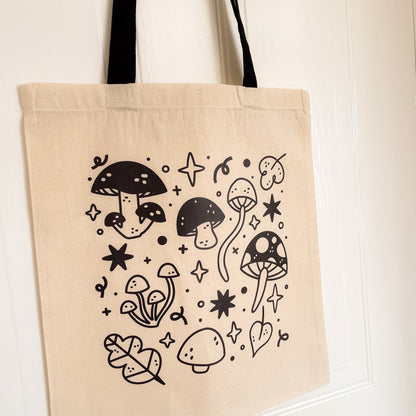 Mushrooms (Black) Tote Bag