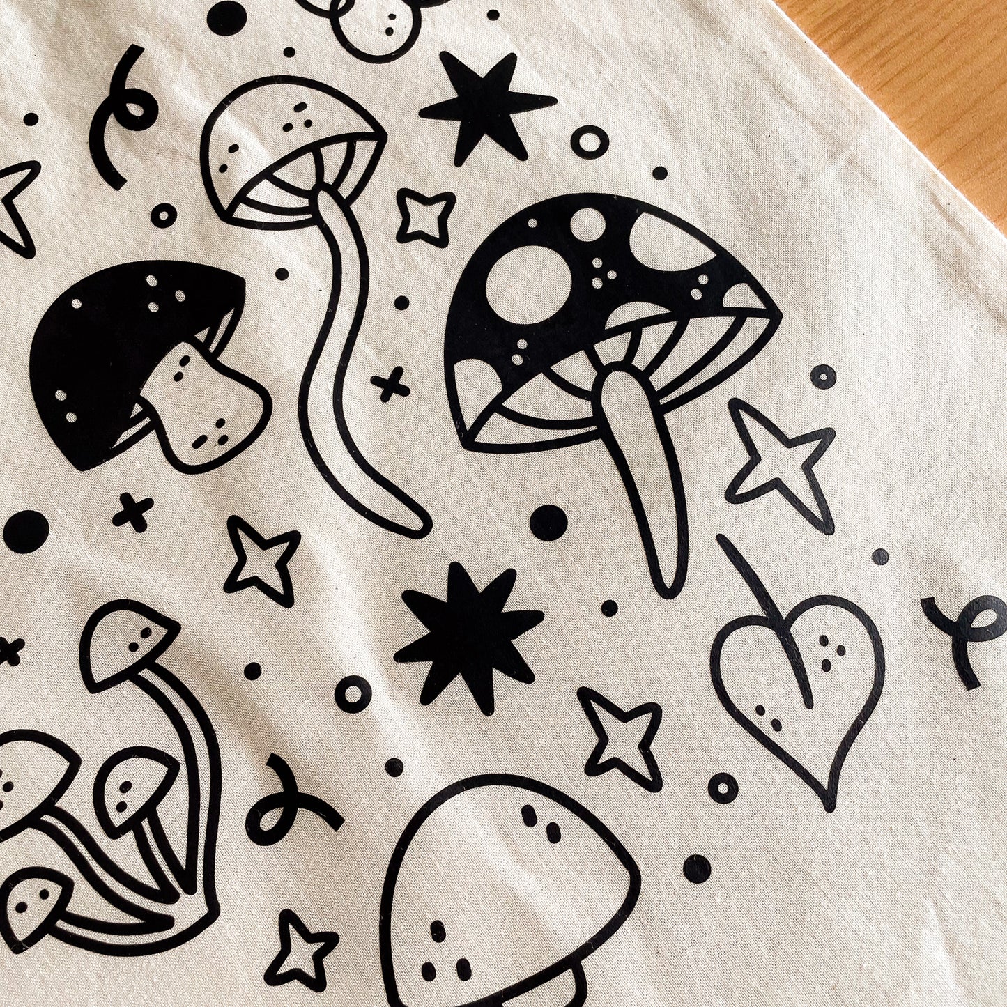 Mushrooms (Black) Tote Bag