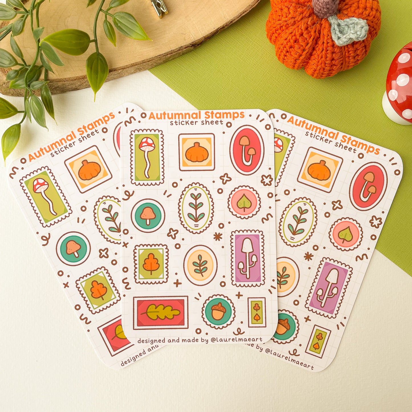 Autumnal Stamps - Sticker Sheet