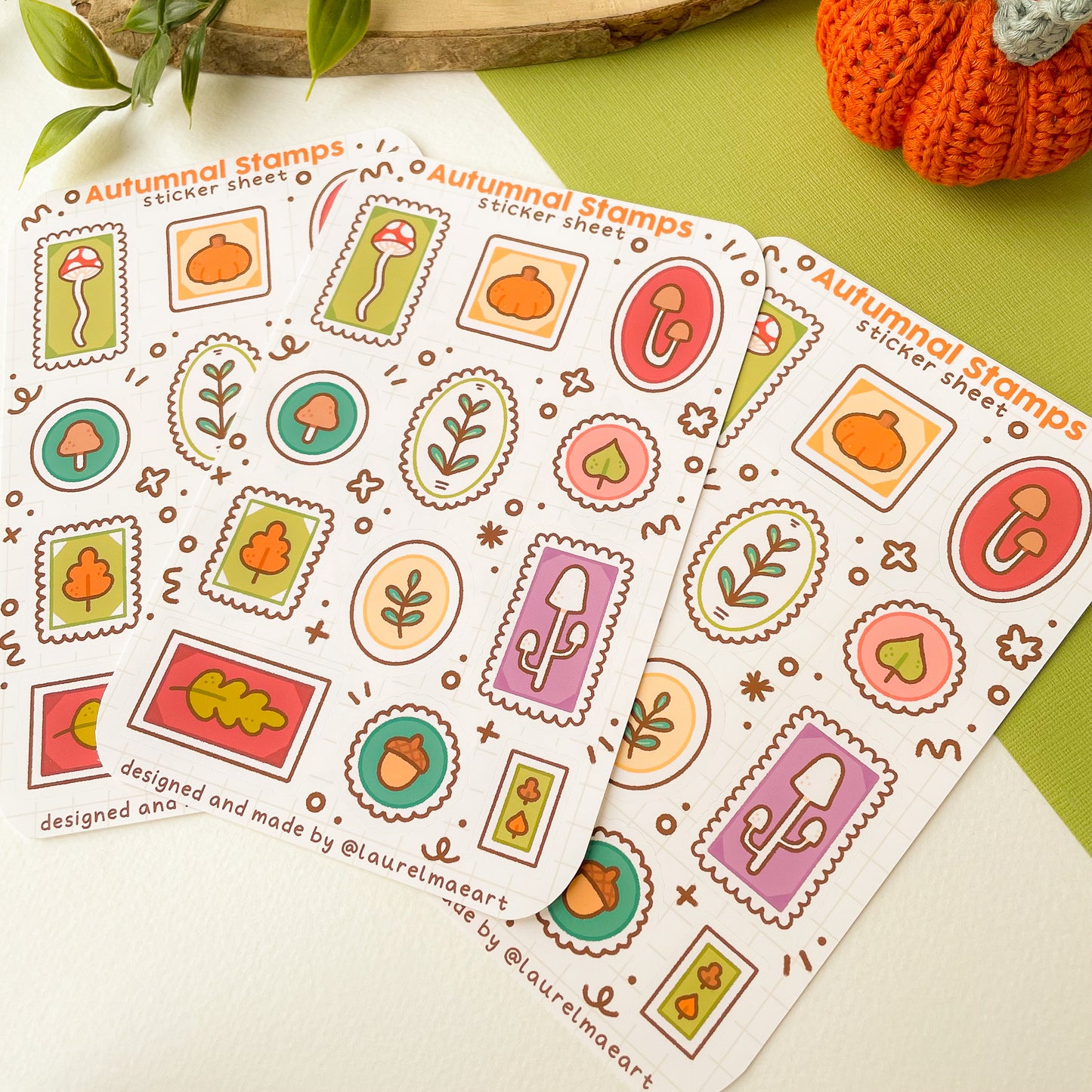 Autumnal Stamps - Sticker Sheet