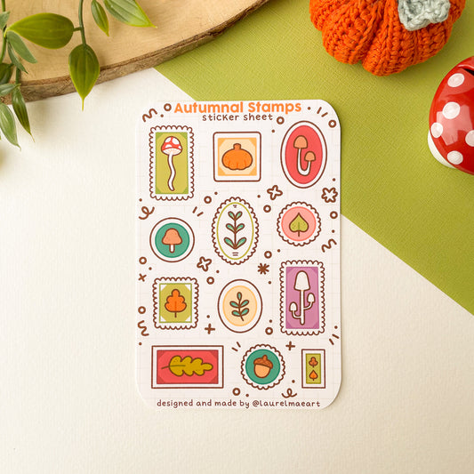 Autumnal Stamps - Sticker Sheet