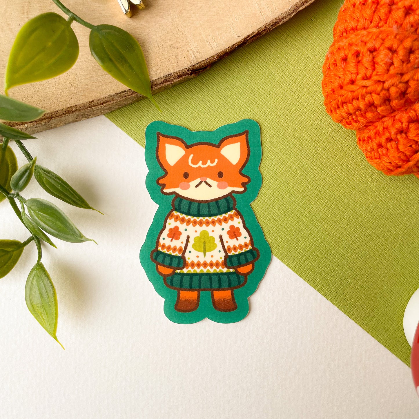 Autumn Knits Fox - Matte Vinyl Sticker