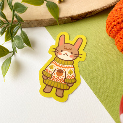 Autumn Knits Rabbit - Matte Vinyl Sticker