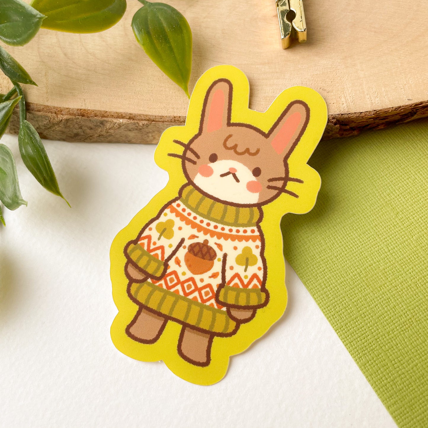 Autumn Knits Rabbit - Matte Vinyl Sticker