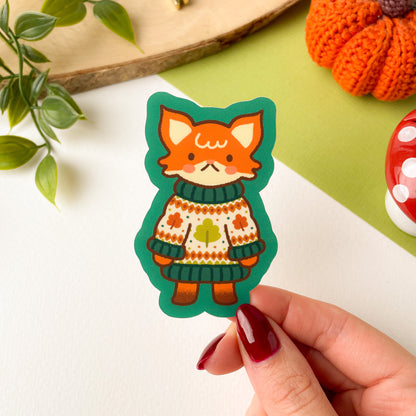 Autumn Knits Fox - Matte Vinyl Sticker