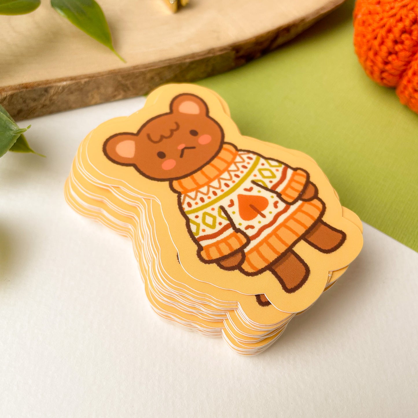 Autumn Knits Bear - Matte Vinyl Sticker