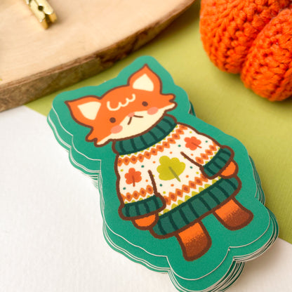 Autumn Knits Fox - Matte Vinyl Sticker