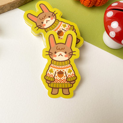 Autumn Knits Rabbit - Matte Vinyl Sticker