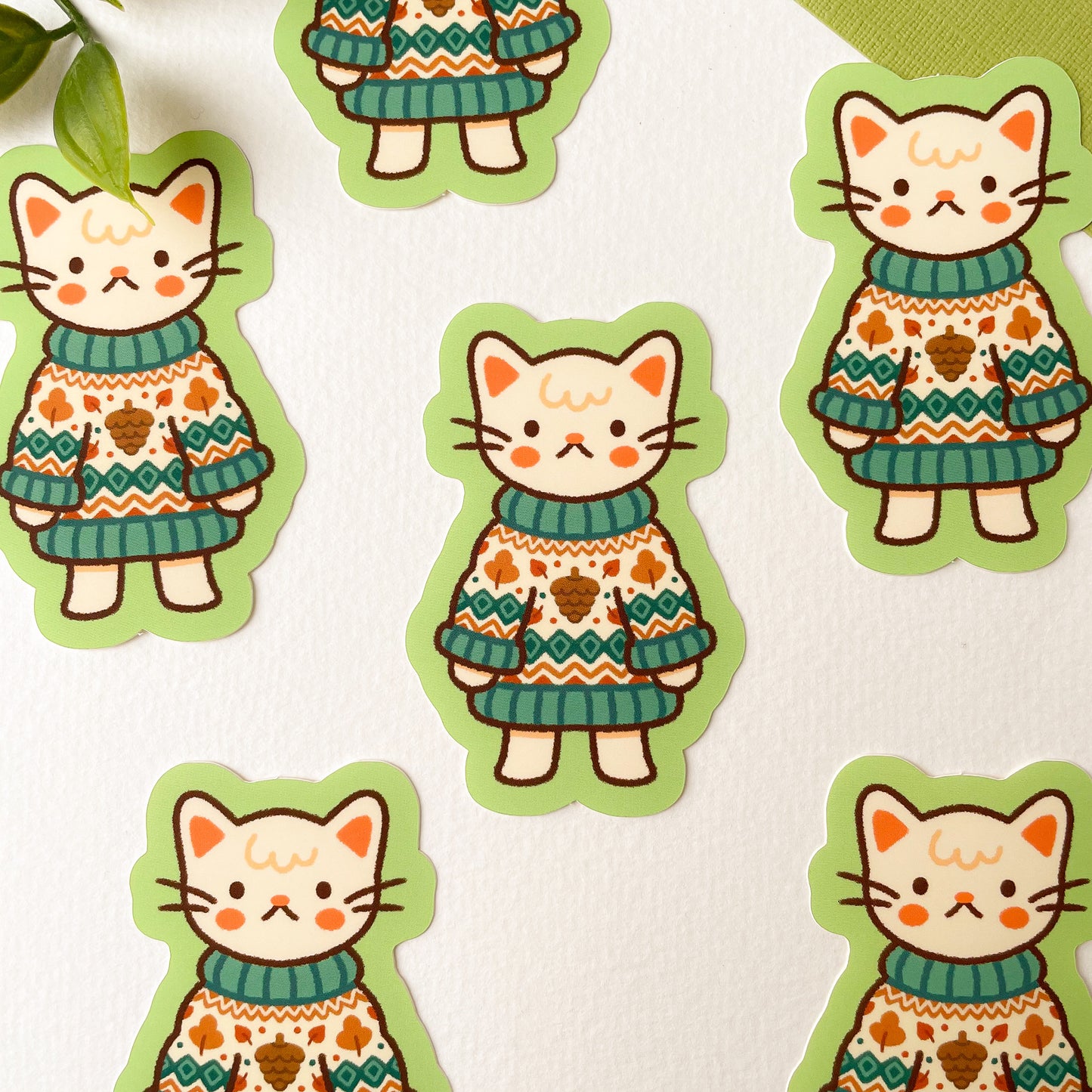 Autumn Knits Cat - Matte Vinyl Sticker