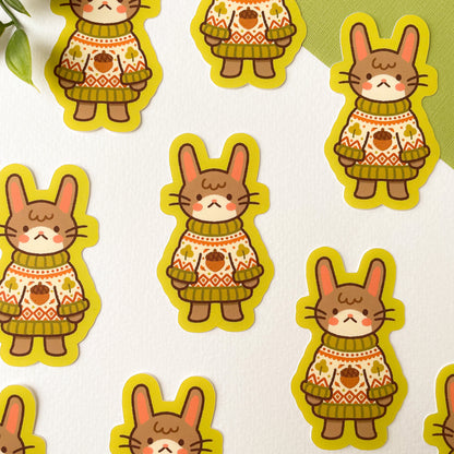 Autumn Knits Rabbit - Matte Vinyl Sticker