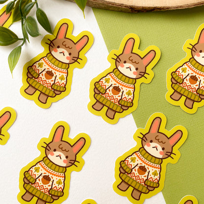 Autumn Knits Rabbit - Matte Vinyl Sticker