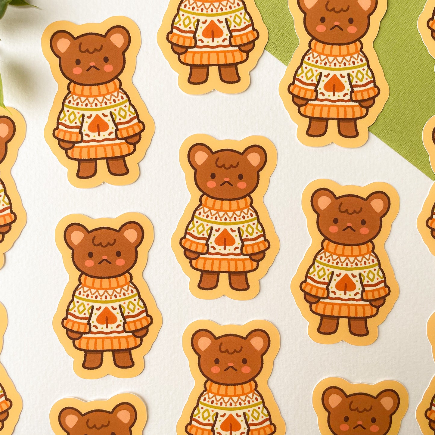 Autumn Knits Bear - Matte Vinyl Sticker