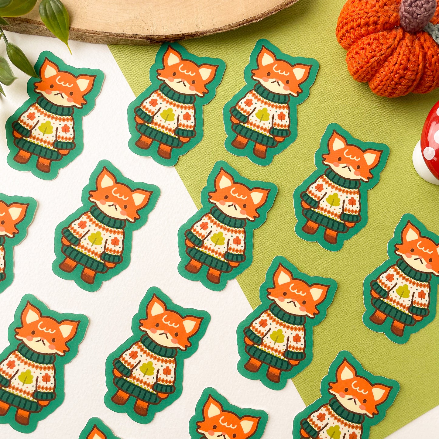 Autumn Knits Fox - Matte Vinyl Sticker