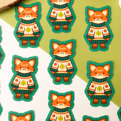 Autumn Knits Fox - Matte Vinyl Sticker