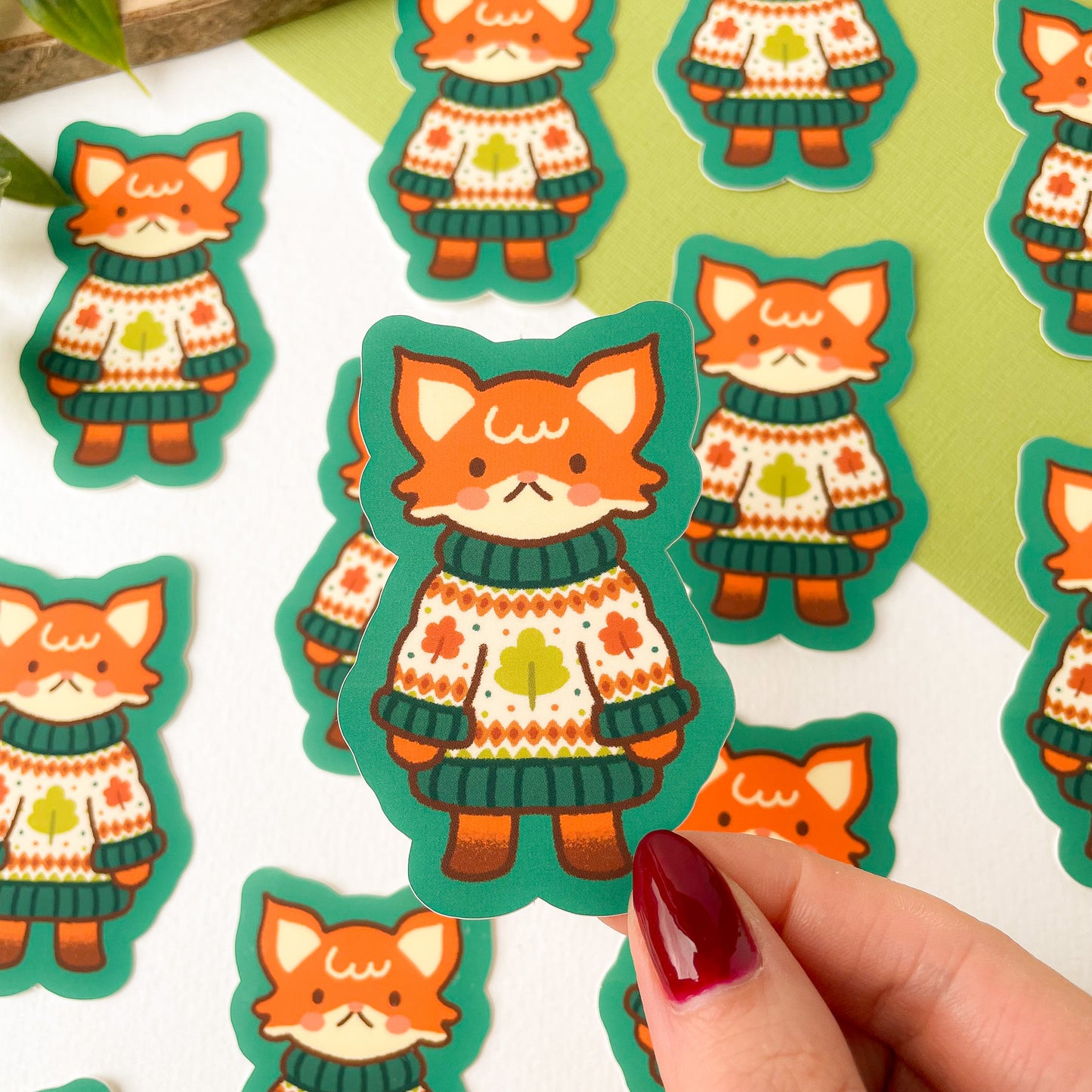 Autumn Knits Fox - Matte Vinyl Sticker