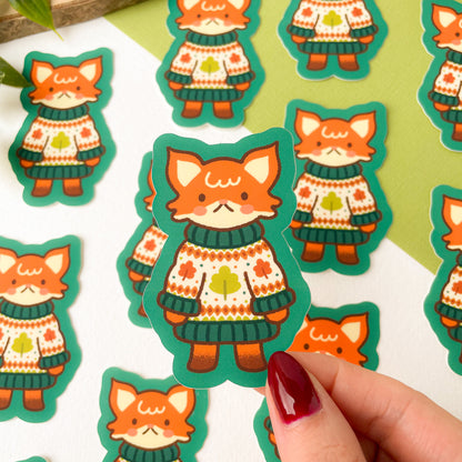 Autumn Knits Fox - Matte Vinyl Sticker