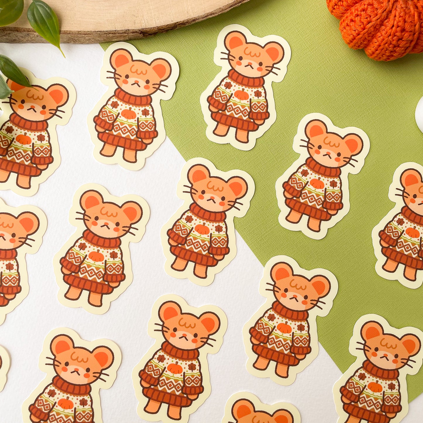 Autumn Knits Mouse - Matte Vinyl Sticker