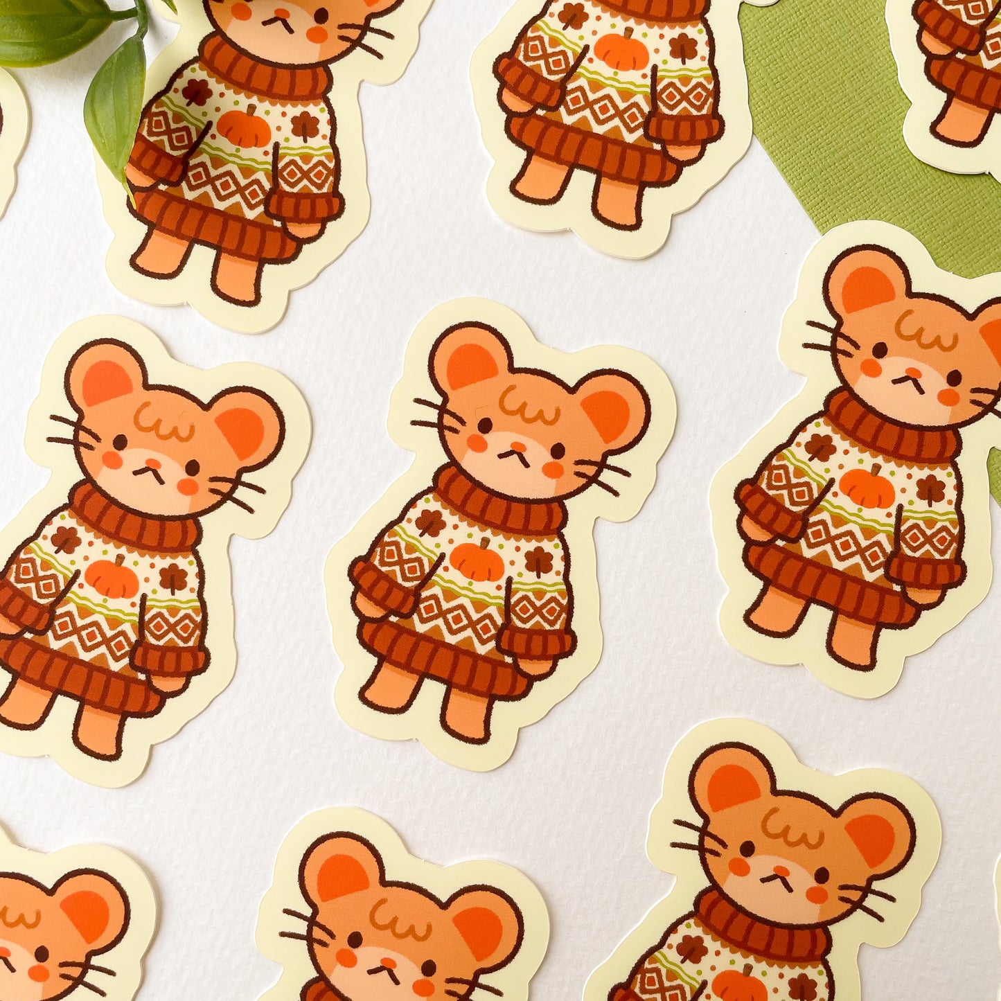 Autumn Knits Mouse - Matte Vinyl Sticker