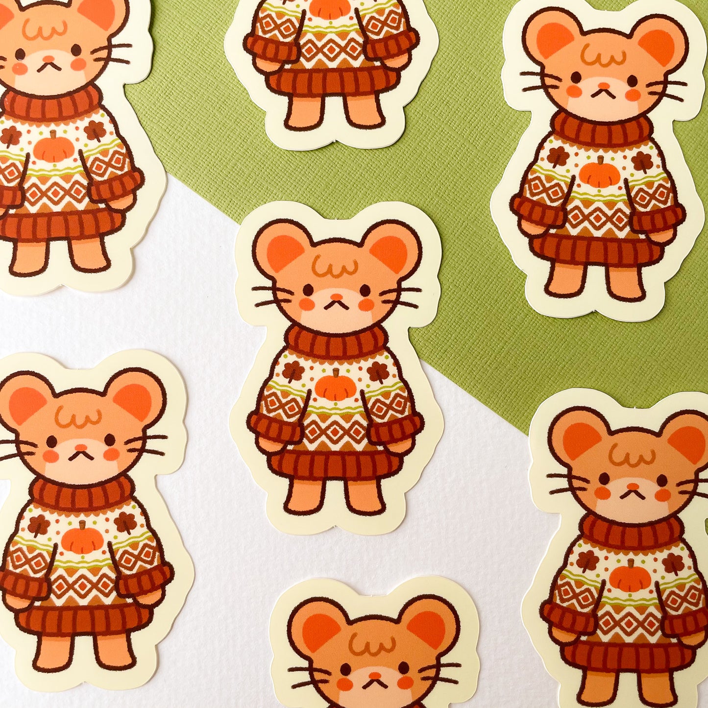 Autumn Knits Mouse - Matte Vinyl Sticker