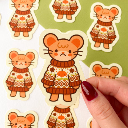 Autumn Knits Mouse - Matte Vinyl Sticker