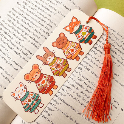 Cozy Knit Friends Bookmark