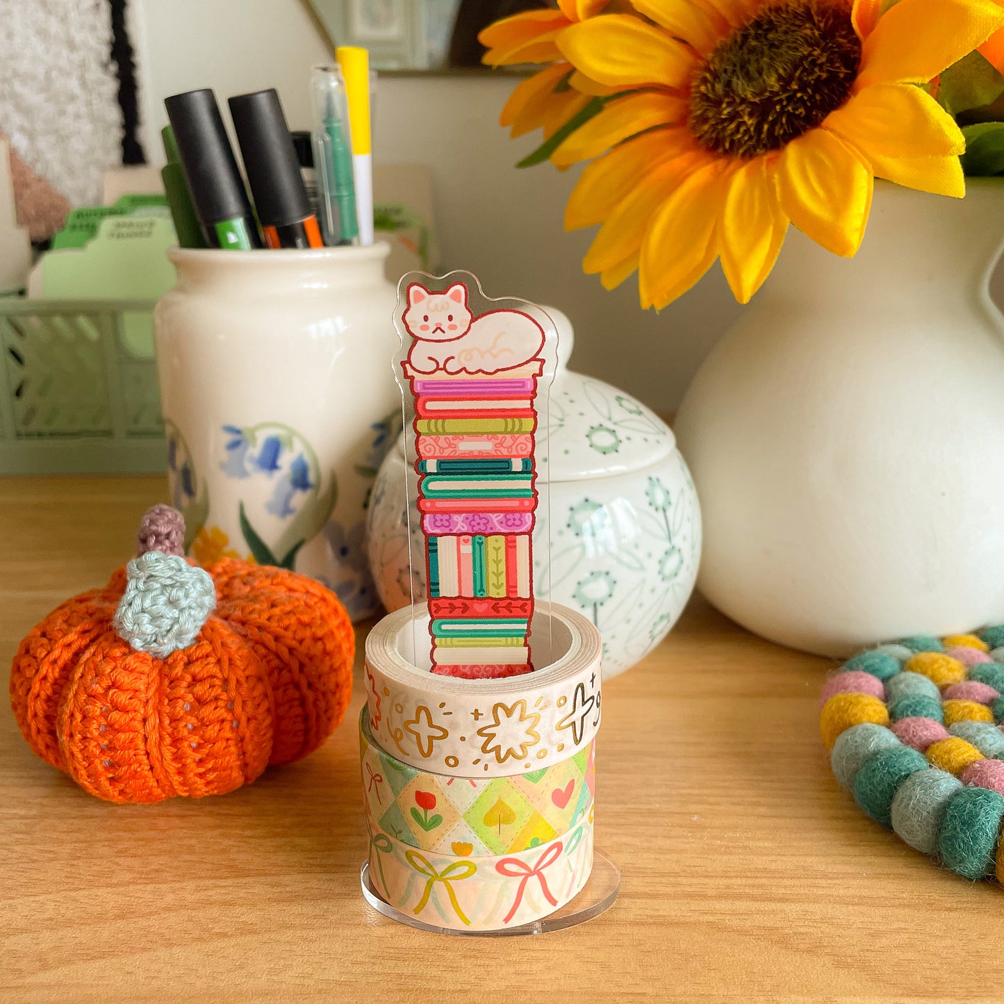 Bookish Cat - Acrylic Washi Stand