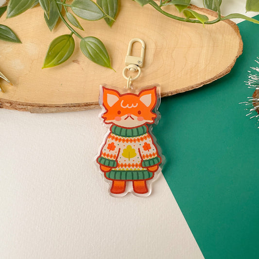 Cozy Knits Fox - Clear Acrylic Keychain