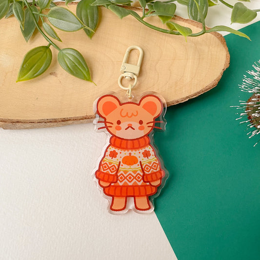 Cozy Knits Mouse - Clear Acrylic Keychain