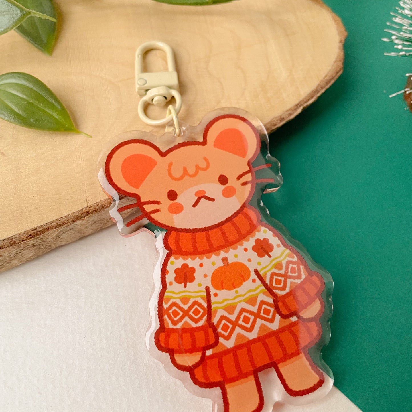 Cozy Knits Mouse - Clear Acrylic Keychain