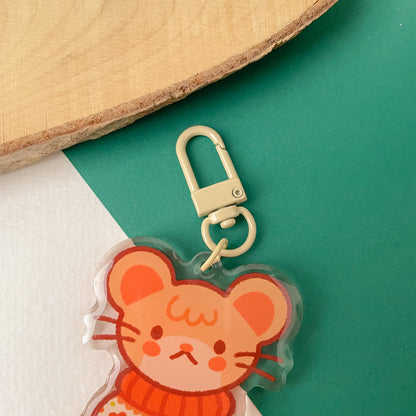 Cozy Knits Mouse - Clear Acrylic Keychain