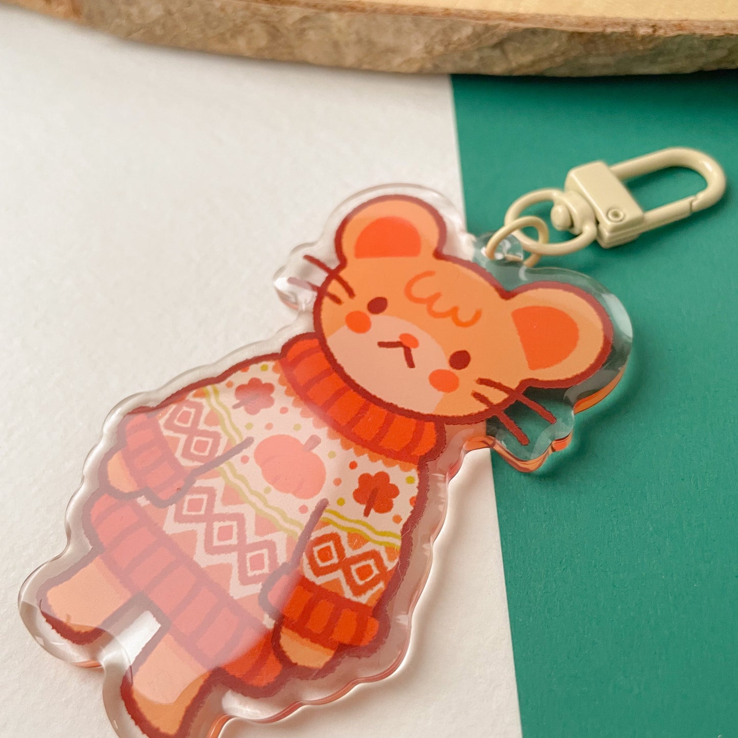 Cozy Knits Mouse - Clear Acrylic Keychain