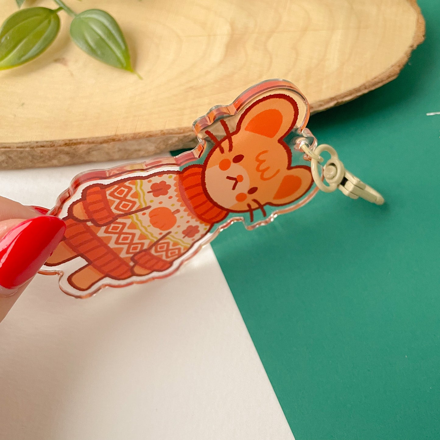 Cozy Knits Mouse - Clear Acrylic Keychain