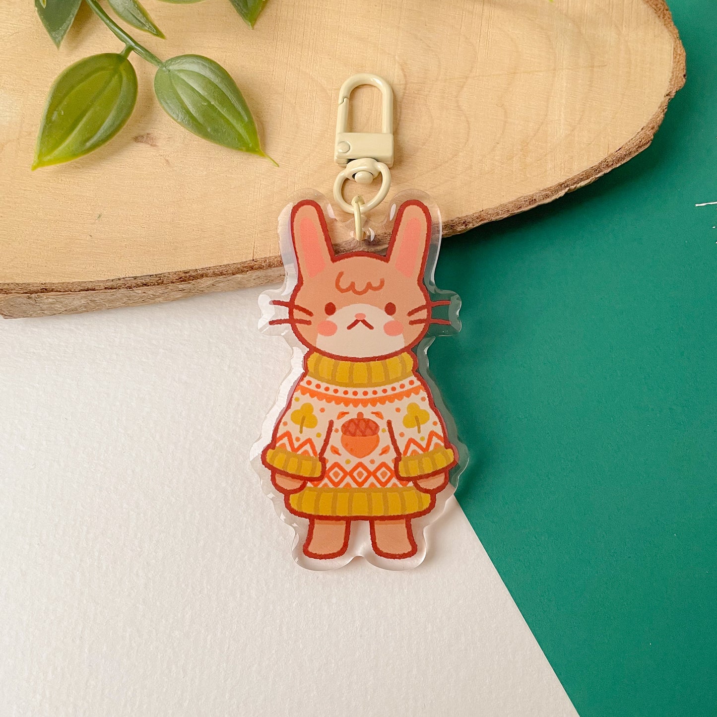 Cozy Knits Rabbit - Clear Acrylic Keychain