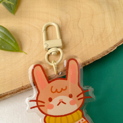 Cozy Knits Rabbit - Clear Acrylic Keychain