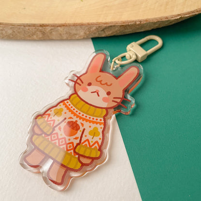 Cozy Knits Rabbit - Clear Acrylic Keychain