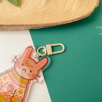 Cozy Knits Rabbit - Clear Acrylic Keychain