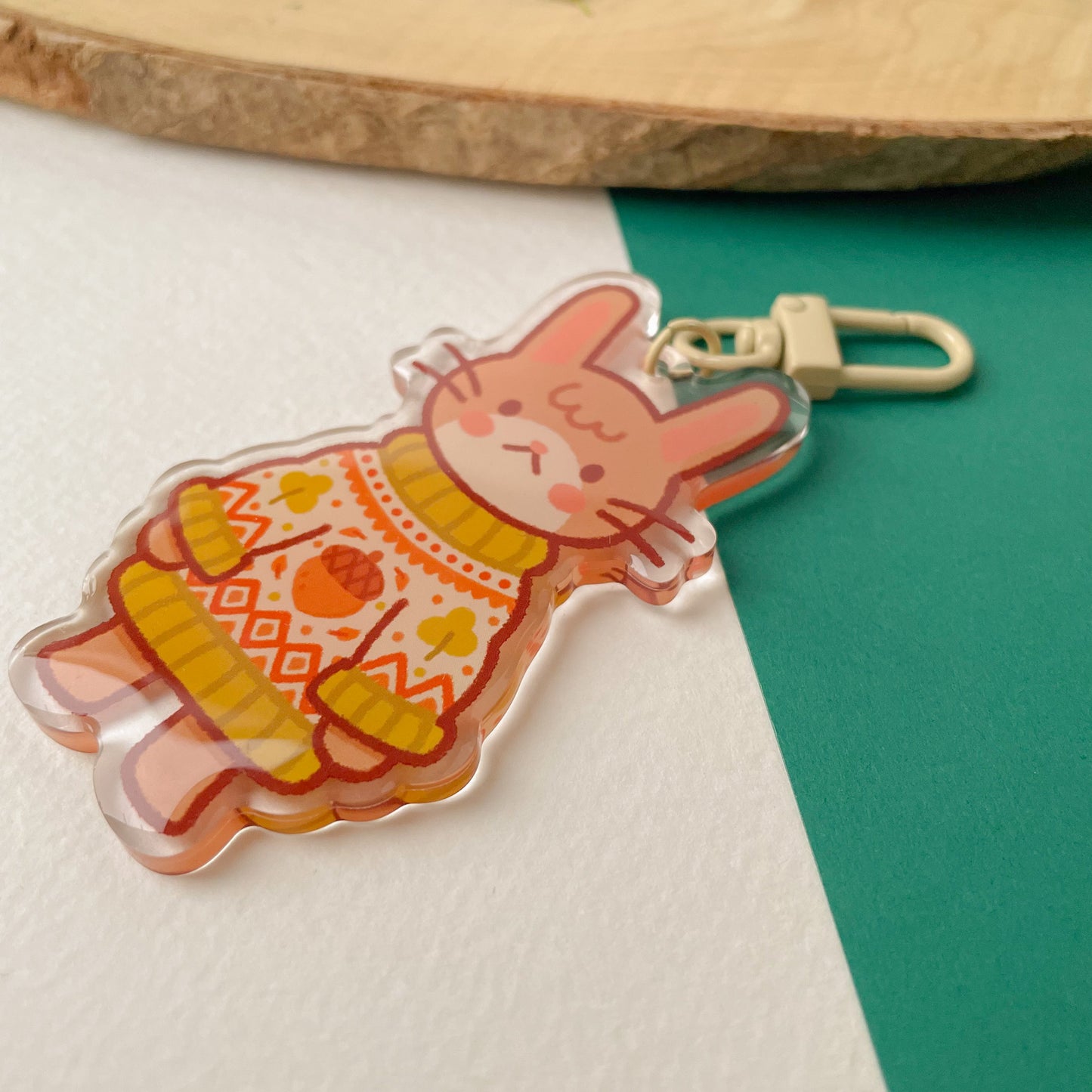 Cozy Knits Rabbit - Clear Acrylic Keychain