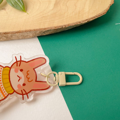 Cozy Knits Rabbit - Clear Acrylic Keychain